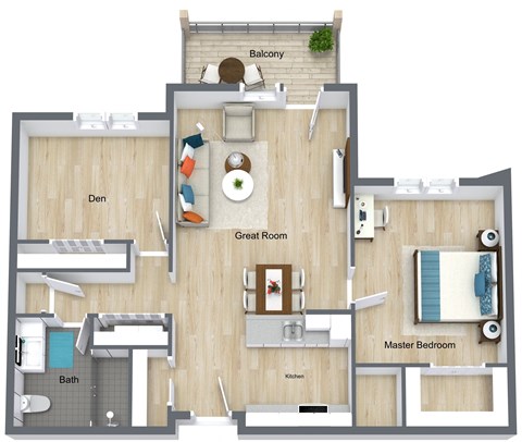 Floor plan for 2 beds, 1 bath, 920 sqft